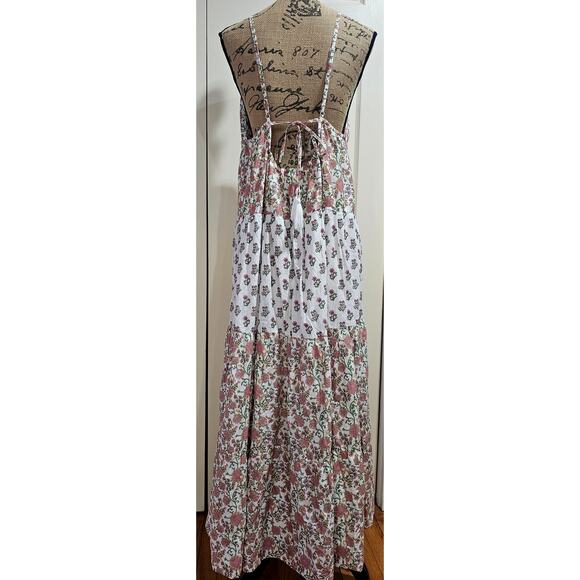 Japna Maxi Dress Cotton Floral Tiered Fully Lined Spaghetti Straps Size XL NEW - Picture 2 of 12